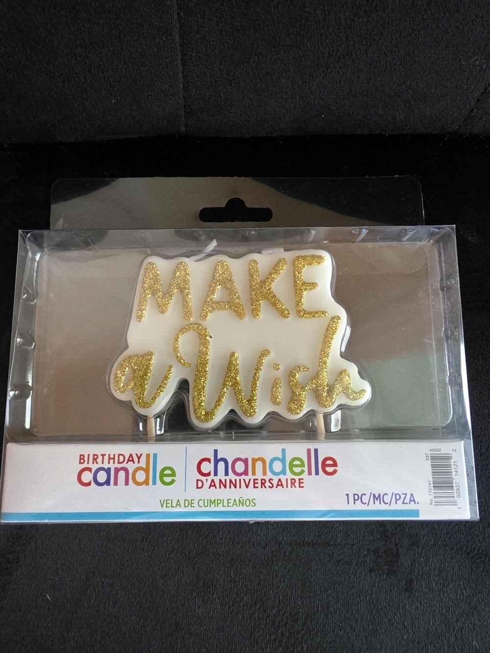Andie Make a Wish Cake Candle - White & Gold Glitter